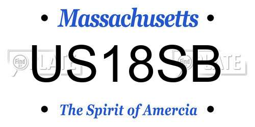 US18SB Massachusetts License Plate