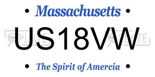 US18VW Massachusetts License Plate