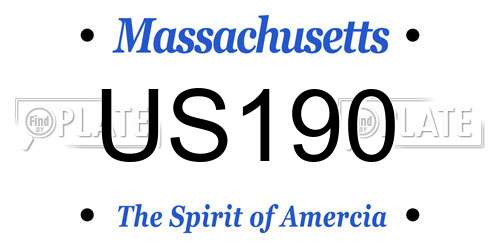 US190 Massachusetts License Plate