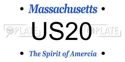 US20 Massachusetts License Plate