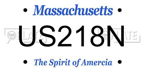 US218N Massachusetts License Plate
