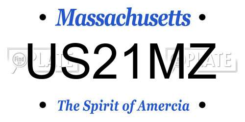 US21MZ Massachusetts License Plate