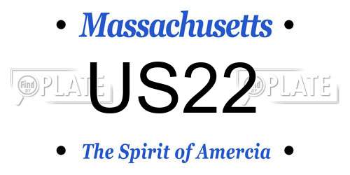 US22 Massachusetts License Plate