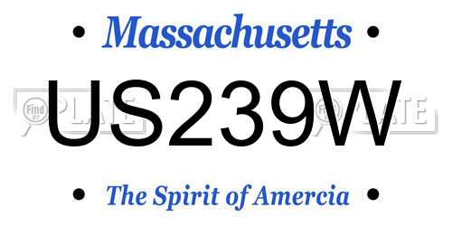 US239W Massachusetts License Plate