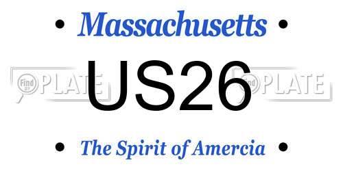 US26 Massachusetts License Plate