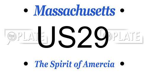 US29 Massachusetts License Plate