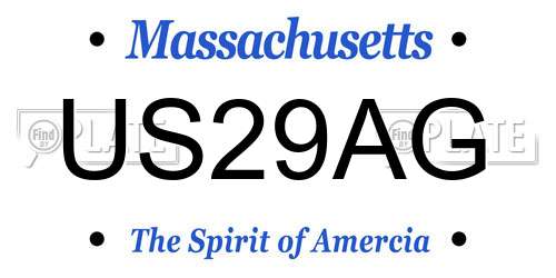 US29AG Massachusetts License Plate