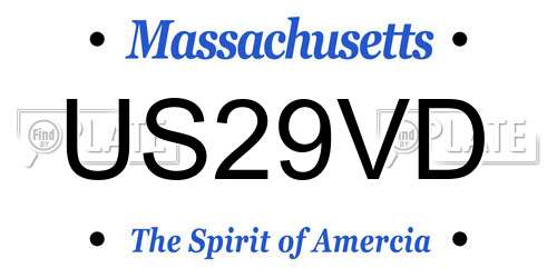 US29VD Massachusetts License Plate