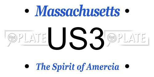 US3 Massachusetts License Plate