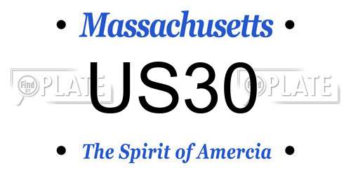 US30 Massachusetts License Plate