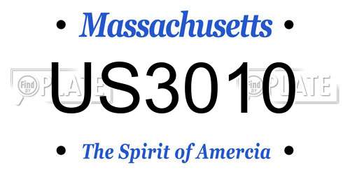 US3010 Massachusetts License Plate