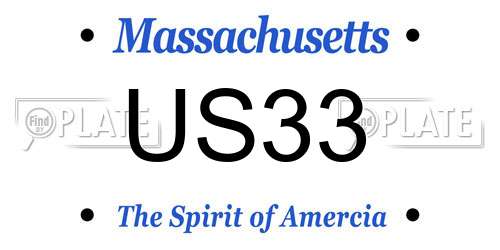 US33 Massachusetts License Plate