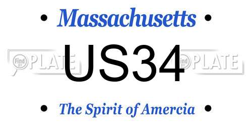 US34 Massachusetts License Plate