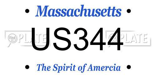 US344 Massachusetts License Plate