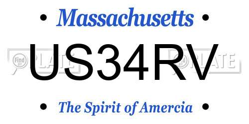 US34RV Massachusetts License Plate