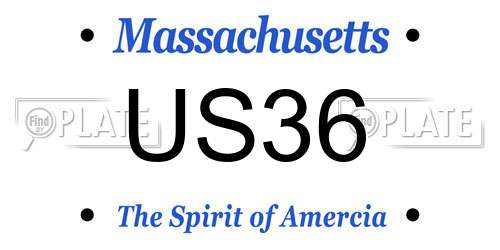 US36 Massachusetts License Plate