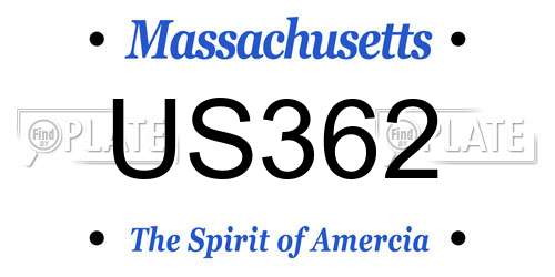 US362 Massachusetts License Plate