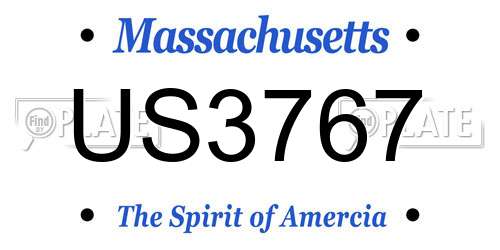 US3767 Massachusetts License Plate