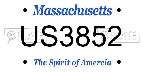 US3852 Massachusetts License Plate