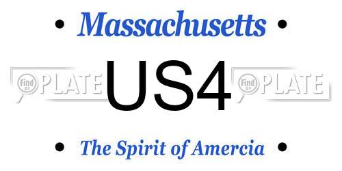 US4 Massachusetts License Plate
