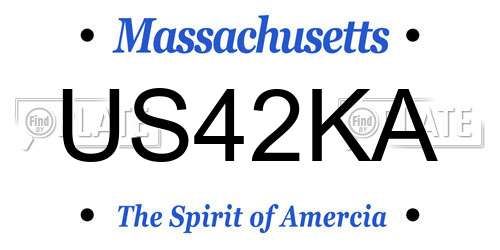 US42KA Massachusetts License Plate