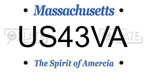US43VA Massachusetts License Plate
