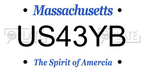 US43YB Massachusetts License Plate