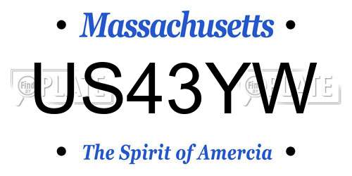 US43YW Massachusetts License Plate