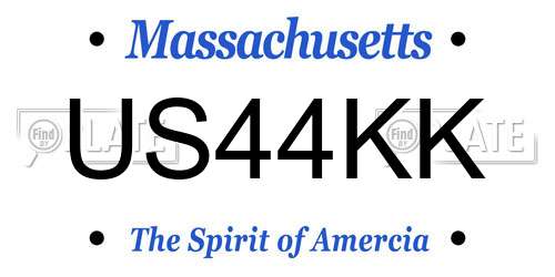 US44KK Massachusetts License Plate