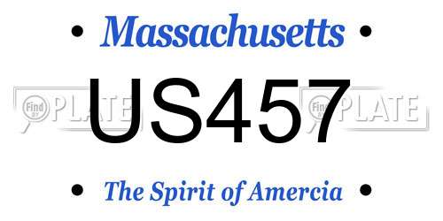 US457 Massachusetts License Plate
