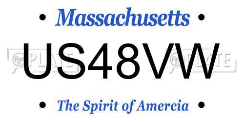 US48VW Massachusetts License Plate
