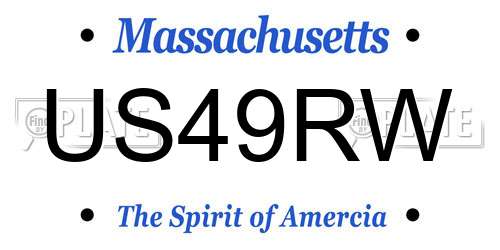 US49RW Massachusetts License Plate