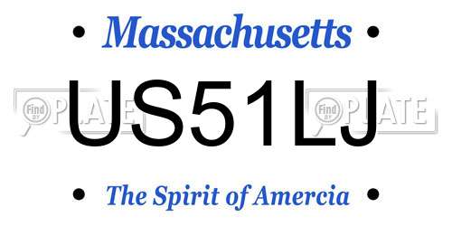 US51LJ Massachusetts License Plate