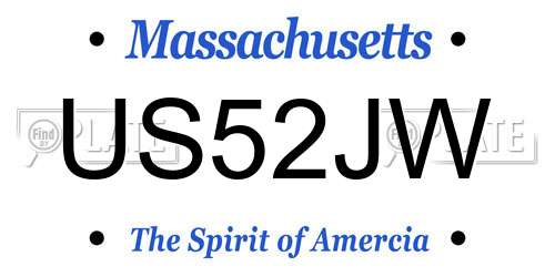 US52JW Massachusetts License Plate