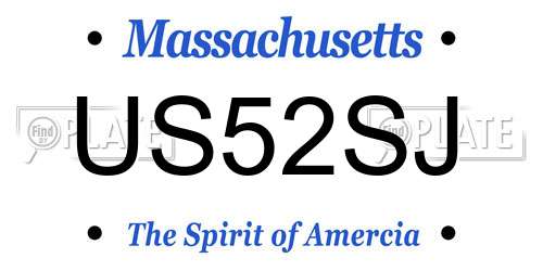 US52SJ Massachusetts License Plate