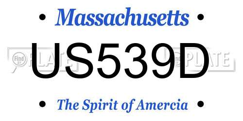 US539D Massachusetts License Plate