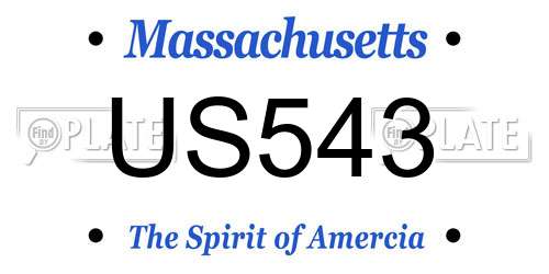 US543 Massachusetts License Plate