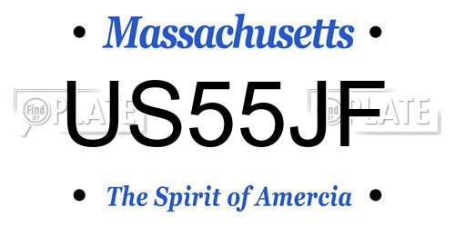 US55JF Massachusetts License Plate
