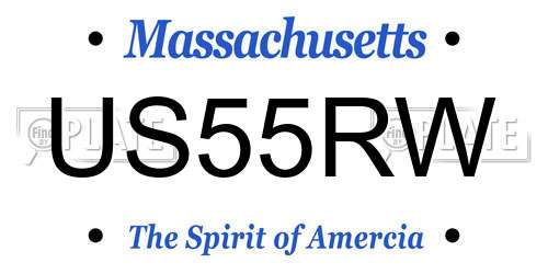 US55RW Massachusetts License Plate
