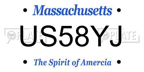 US58YJ Massachusetts License Plate