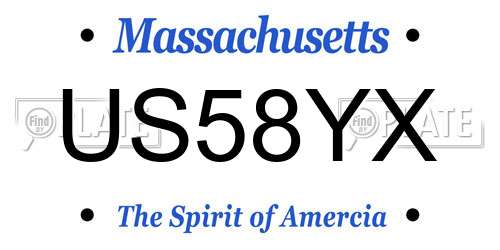 US58YX Massachusetts License Plate