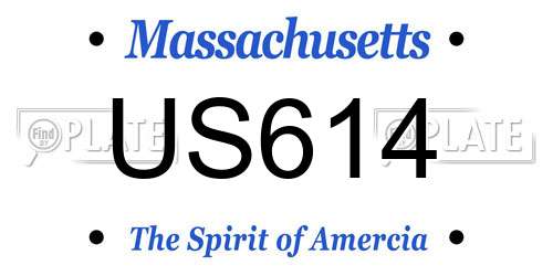 US614 Massachusetts License Plate