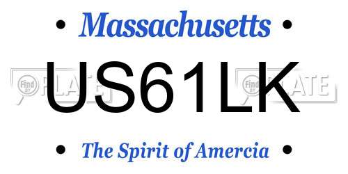 US61LK Massachusetts License Plate
