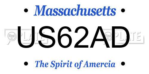 US62AD Massachusetts License Plate
