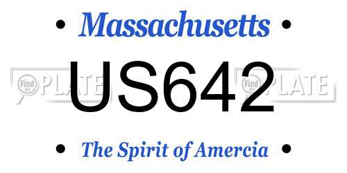 US642 Massachusetts License Plate