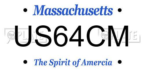 US64CM Massachusetts License Plate