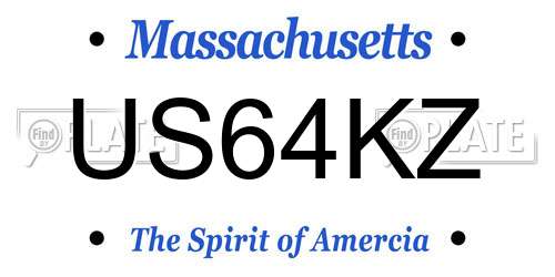 US64KZ Massachusetts License Plate
