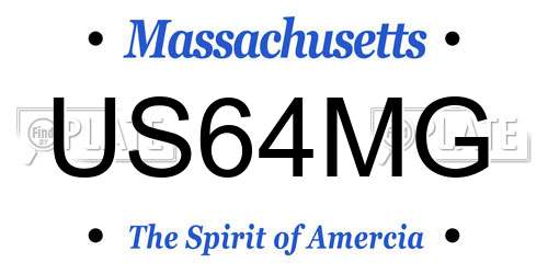 US64MG Massachusetts License Plate