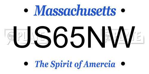 US65NW Massachusetts License Plate