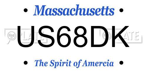 US68DK Massachusetts License Plate